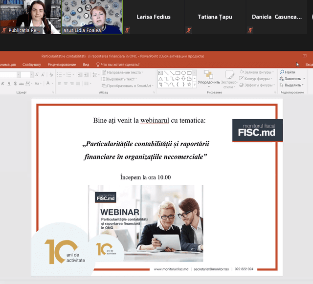 Particularitățile contabilității și raportării financiare în ONC. Webinar de la „Monitorul fiscal FISC.md”