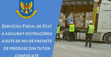 SFS a asigurat distrugerea a sute de mii de pachete de produse din tutun confiscate