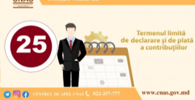 25 octombrie - termenul limită de declarare şi achitare a contribuţiilor de asigurări sociale 