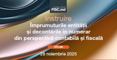 28 noiembrie, instruire: „Împrumuturile entității și decontările în numerar din perspectivă contabilă și fiscală”